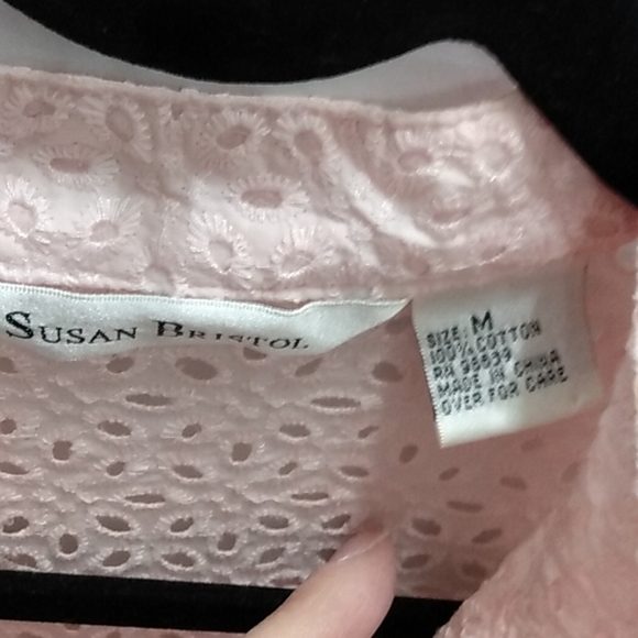Susan Bristol eyelet button down shirt medium - Picture 3 of 8